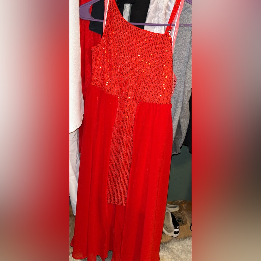 Grace Karin Red Sequin Kids Formal Dress